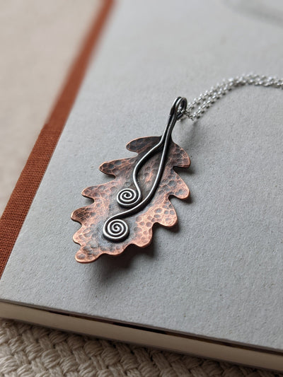 Handmade Copper Oak Leaf Necklace