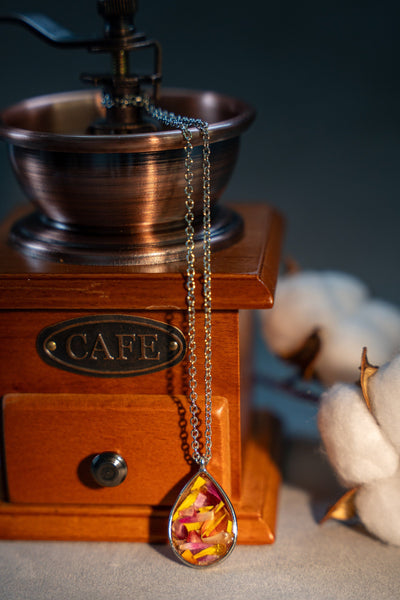 Autumn Necklace with Real Resin Petals
