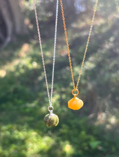 Handmade Natural Crystal Pumpkin Pendant