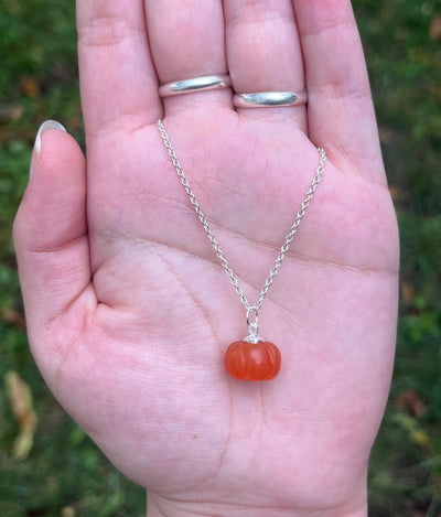 Handmade Natural Crystal Pumpkin Pendant