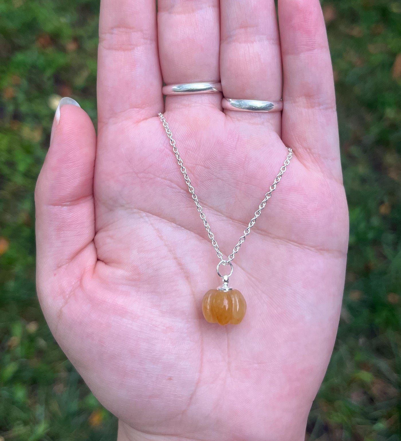 Handmade Natural Crystal Pumpkin Pendant