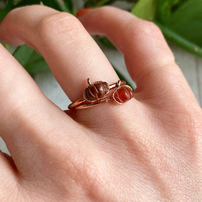 Carnelian Dainty Pumpkin Copper Ring