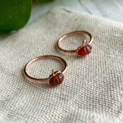 Carnelian Dainty Pumpkin Copper Ring