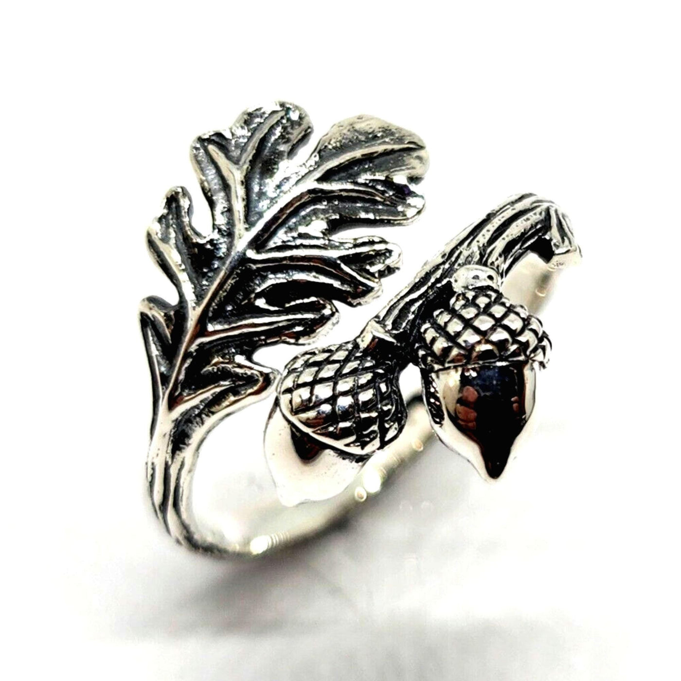 Oak Leaf Acorn Adjustable Sterling Silver Ring