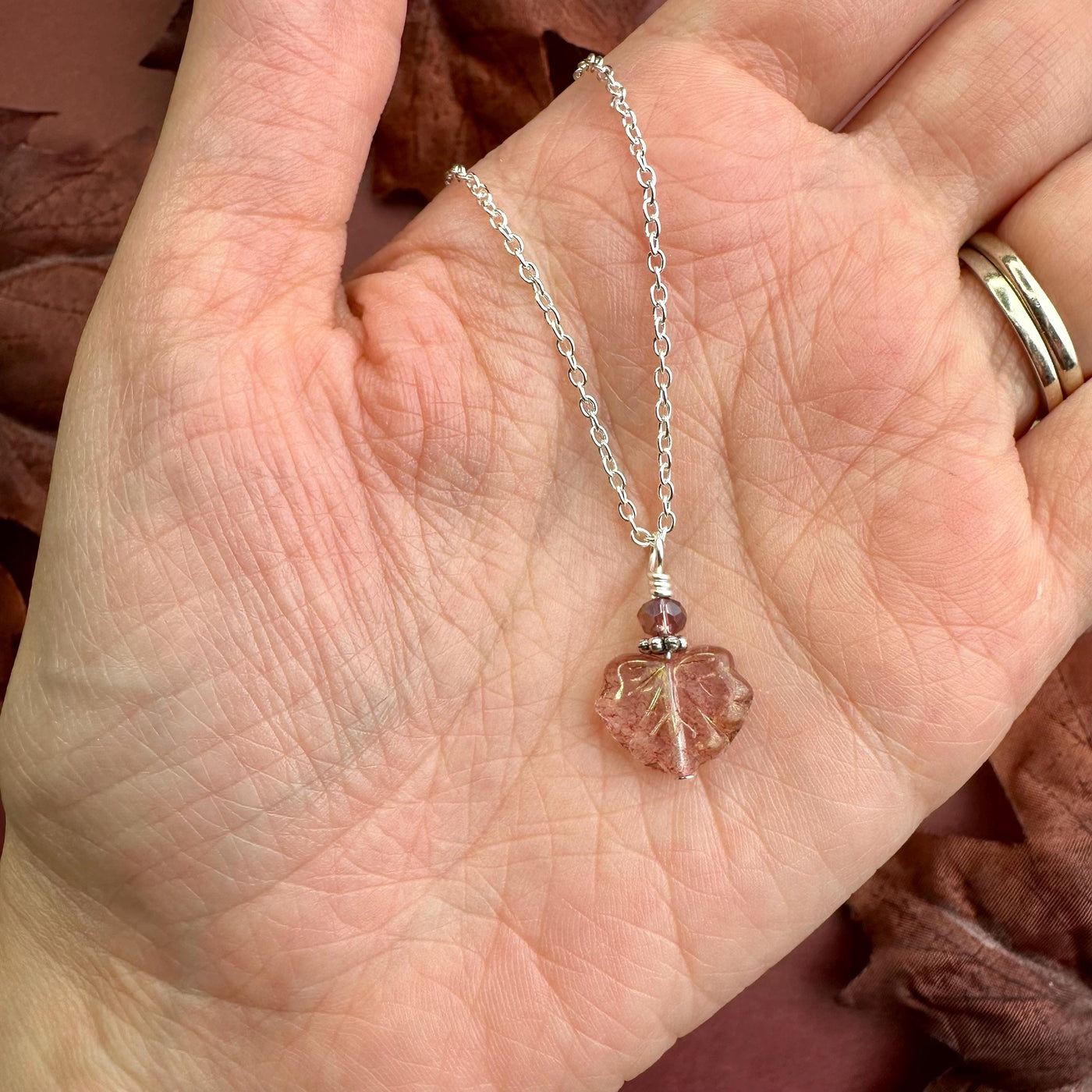 Dainty Enchanted Autumn Leaves Necklace