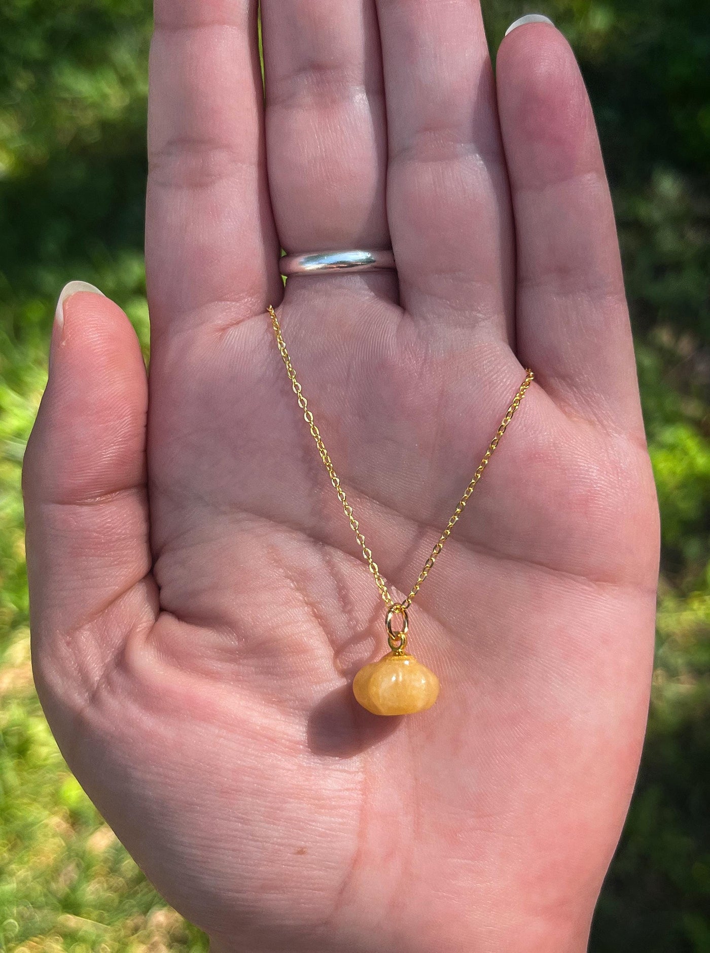 Handmade Natural Crystal Pumpkin Pendant