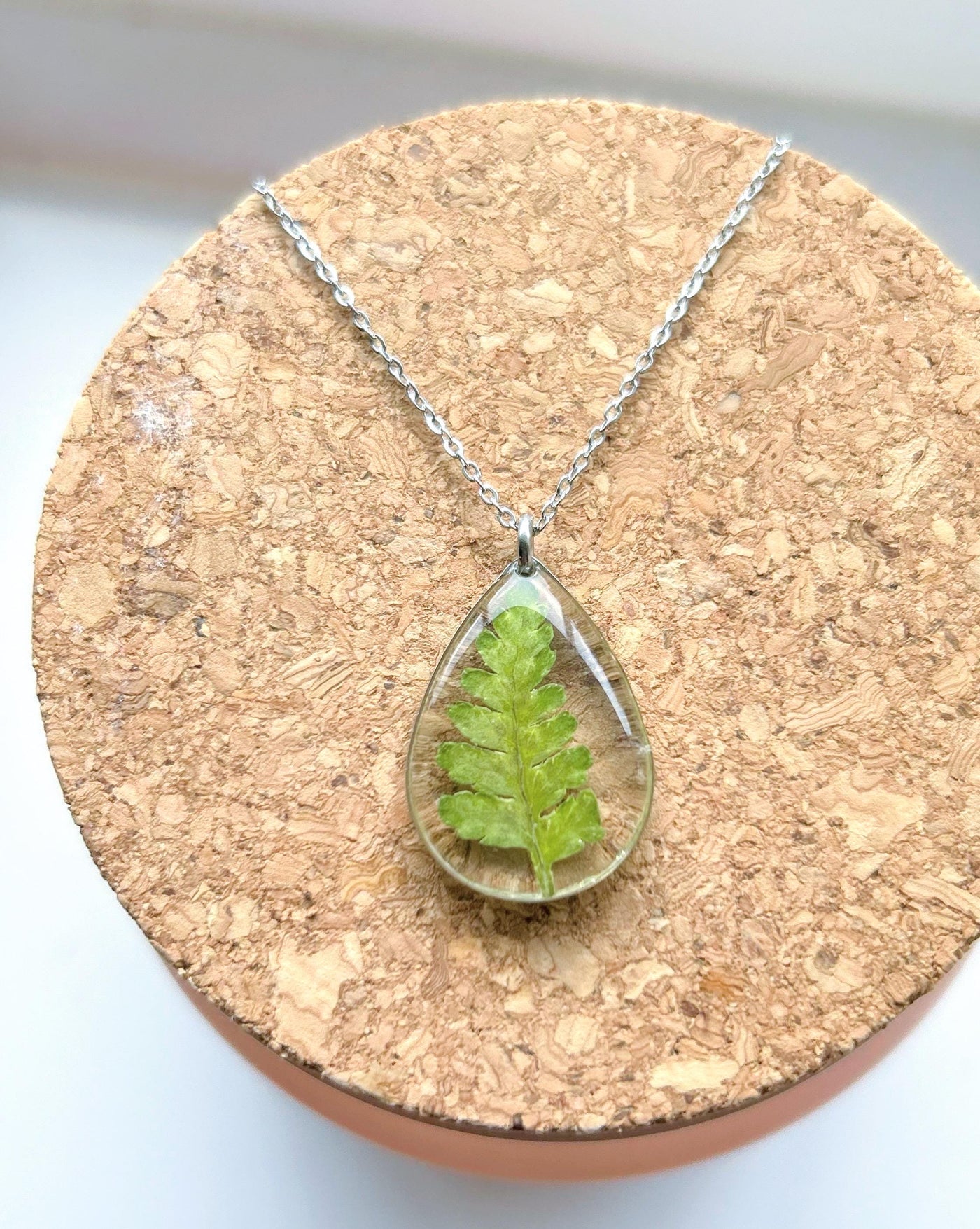 Handmade Fern Leaf Resin Necklace