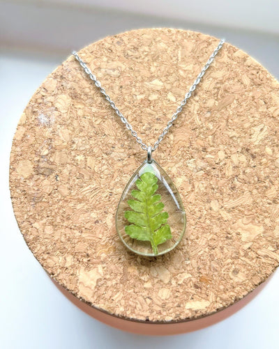 Handmade Fern Leaf Resin Necklace