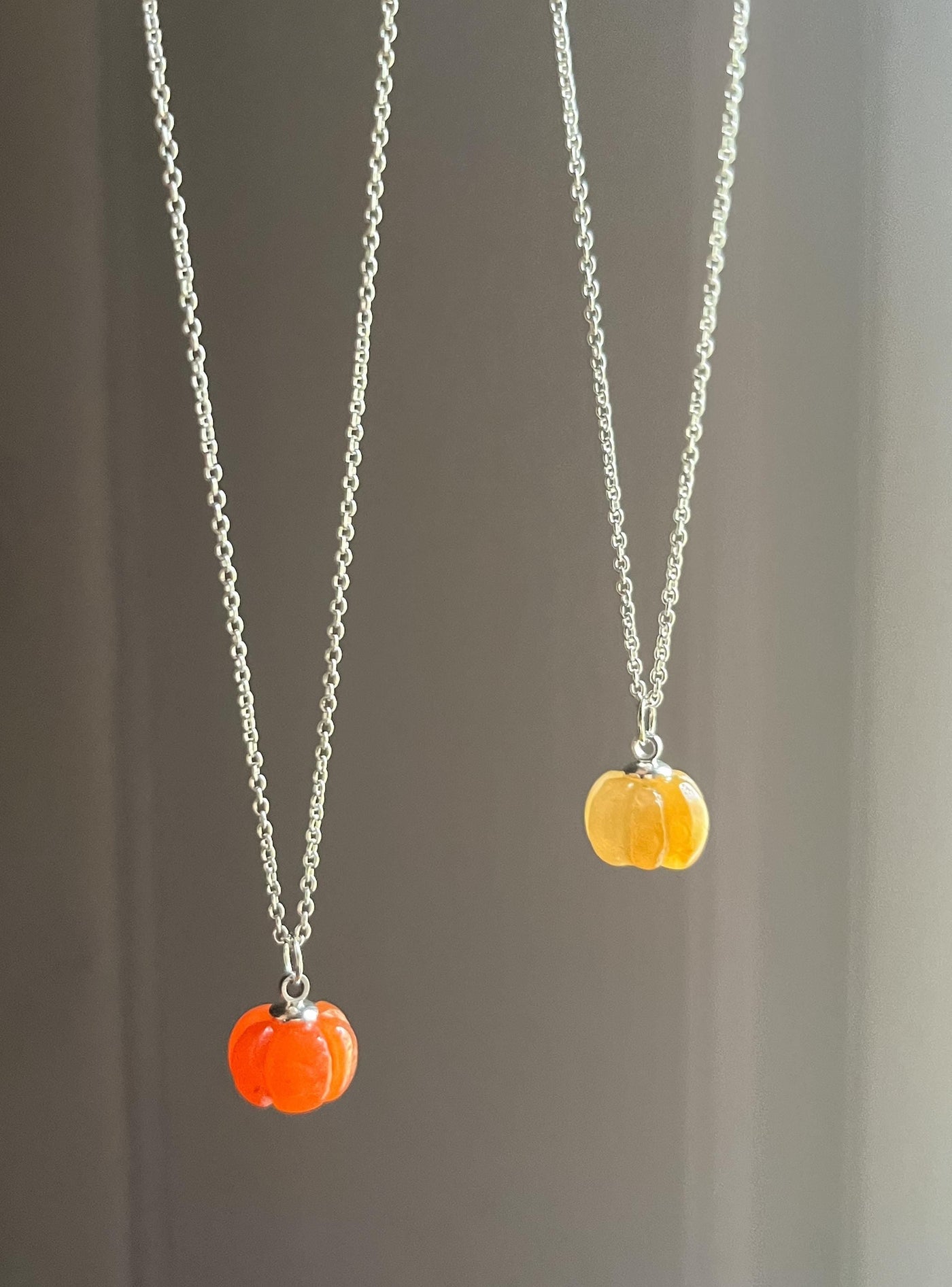 Handmade Natural Crystal Pumpkin Pendant