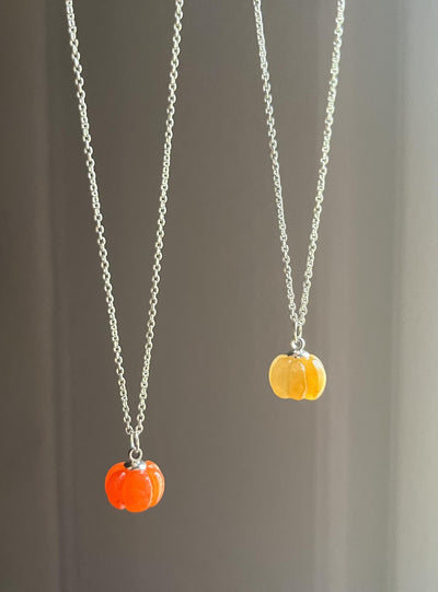 Handmade Natural Crystal Pumpkin Pendant