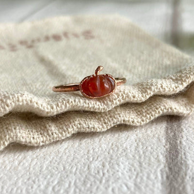 Carnelian Dainty Pumpkin Copper Ring