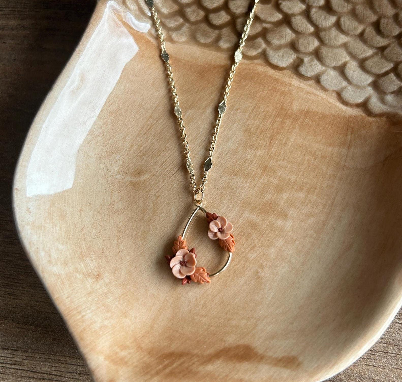 Floral Teardop Plated Necklace