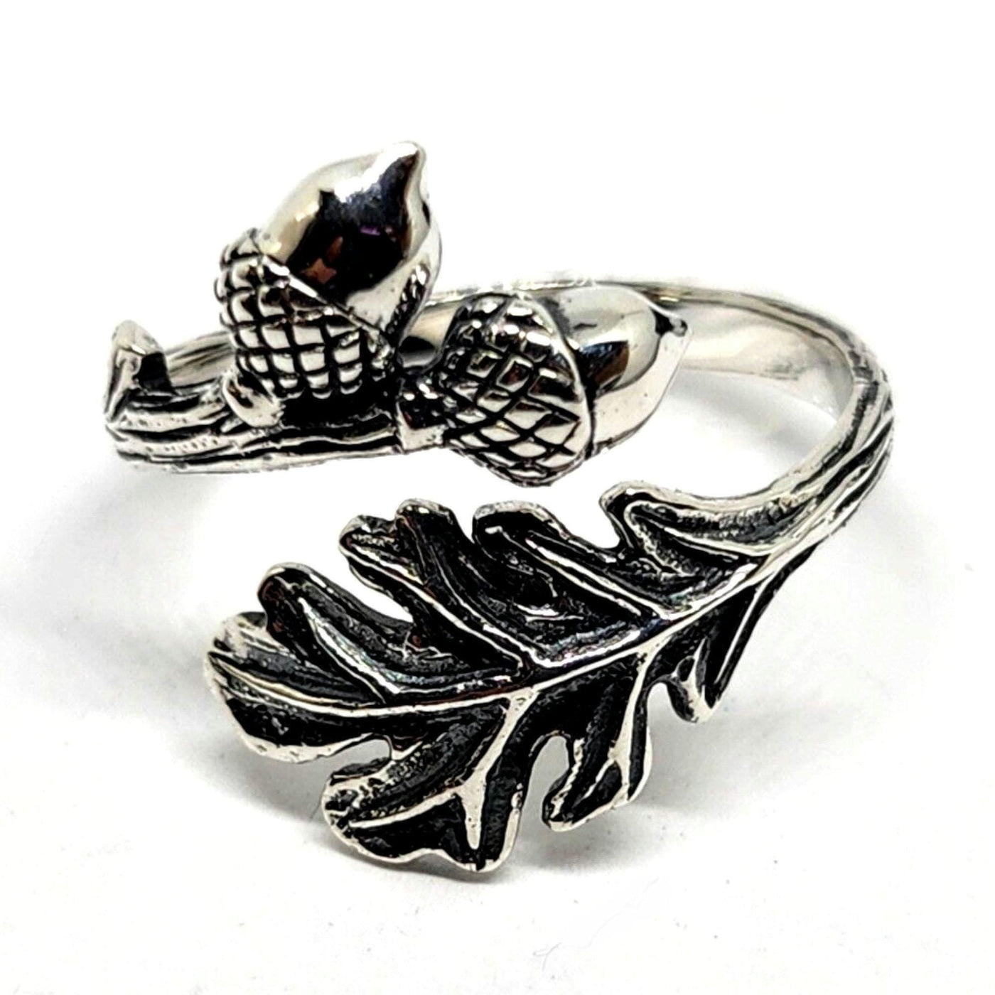 Oak Leaf Acorn Adjustable Sterling Silver Ring