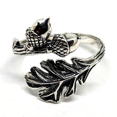 Oak Leaf Acorn Adjustable Sterling Silver Ring