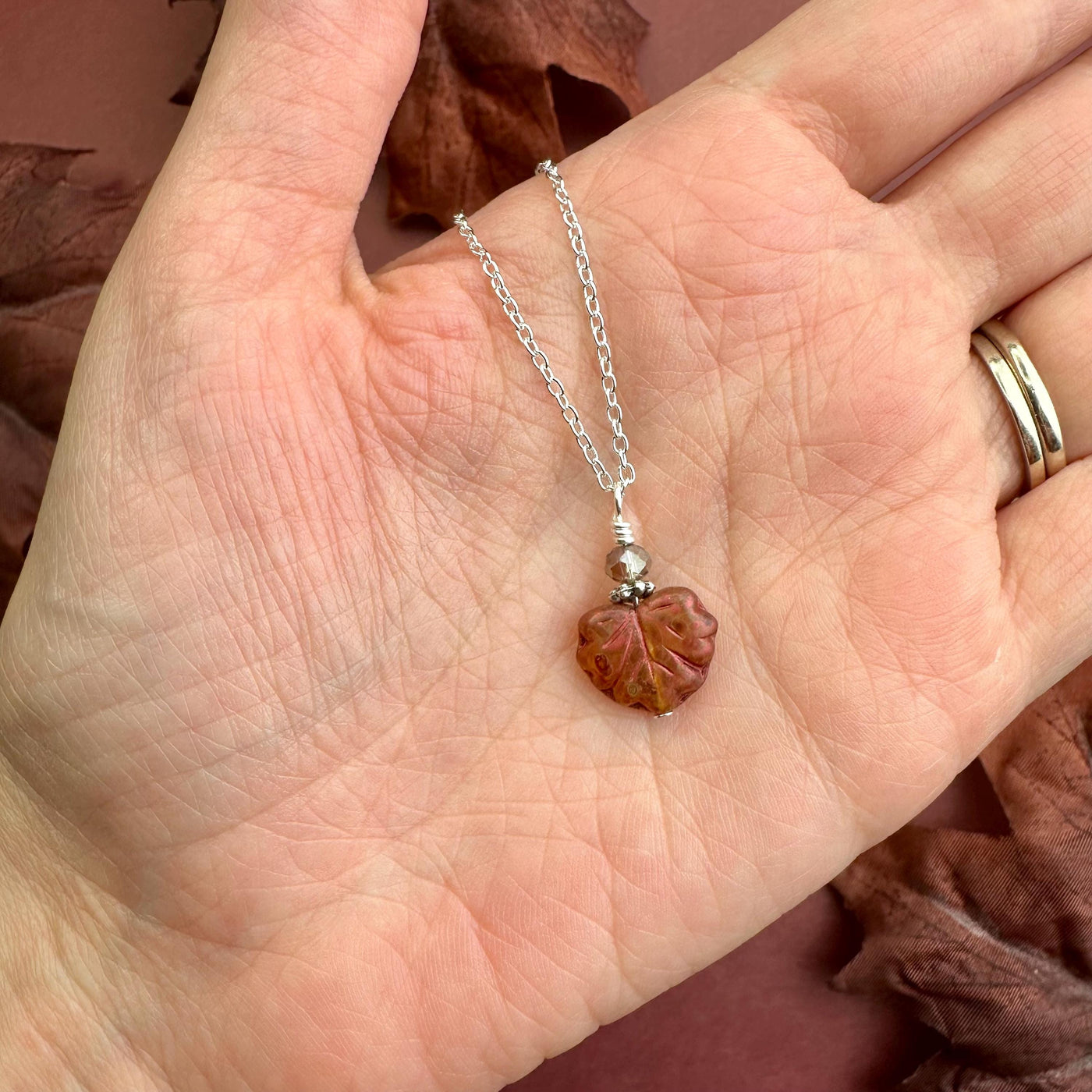 Dainty Enchanted Autumn Leaves Necklace