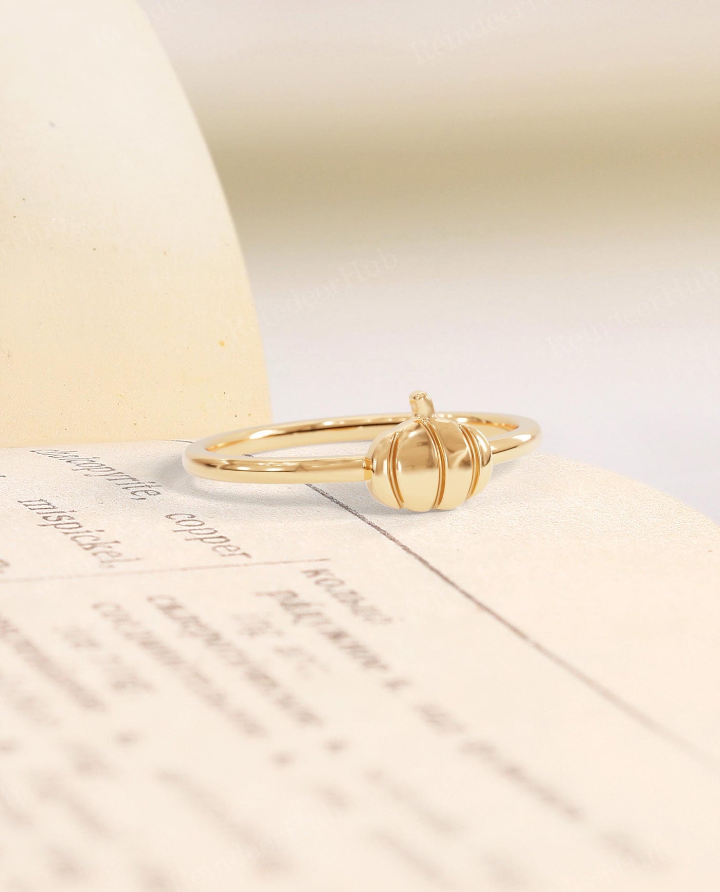Gold Pumpkin Dainty Stacking Ring for Women