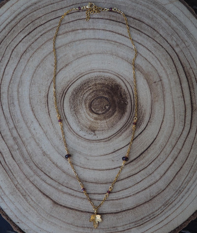 Maple Leaf Necklace Garnet Crystal Jewelry