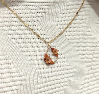 Floral Teardop Plated Necklace