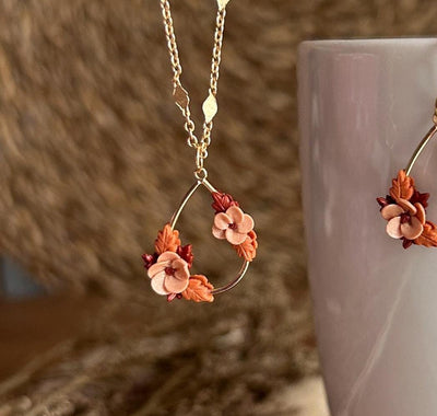 Floral Teardop Plated Necklace