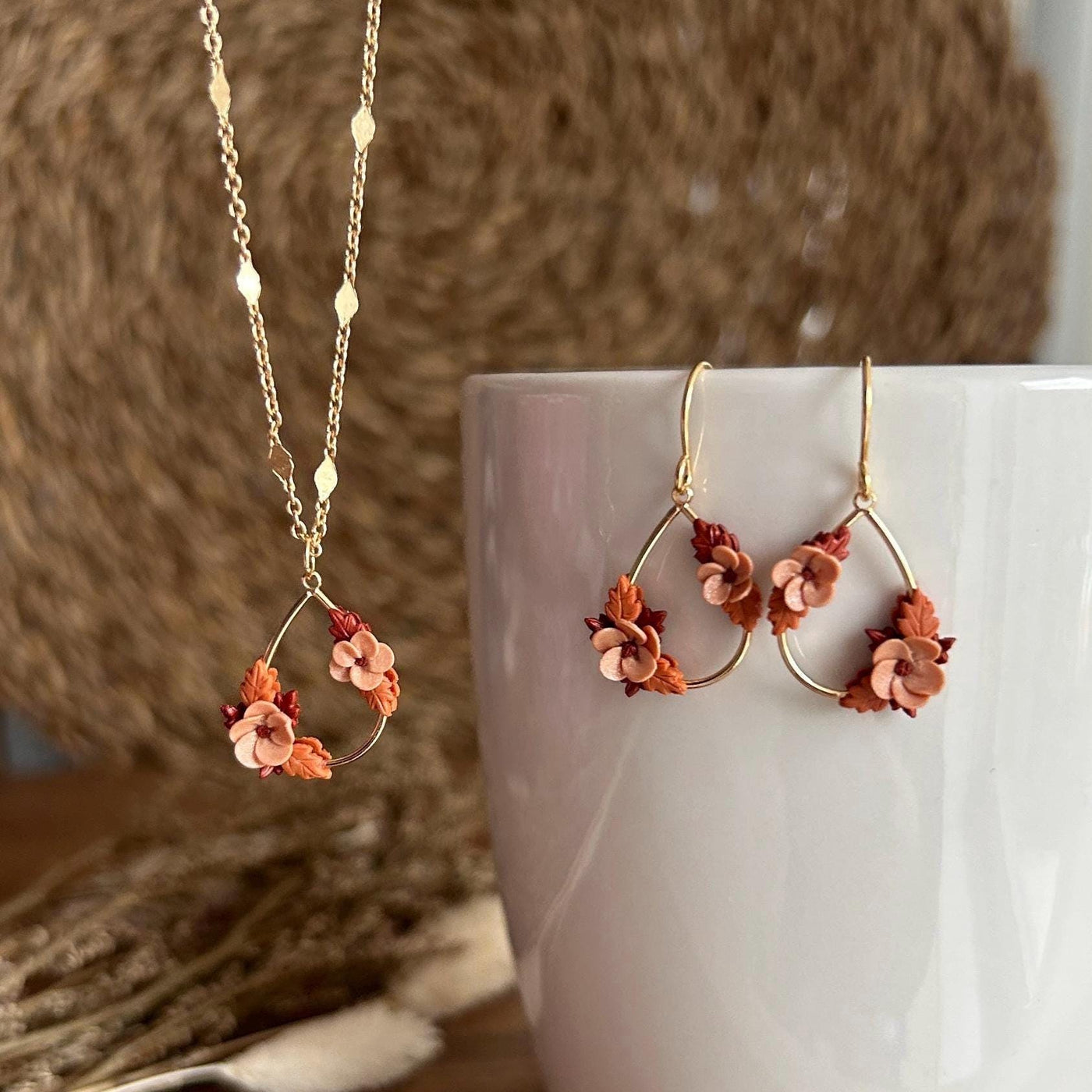 Floral Teardop Plated Necklace