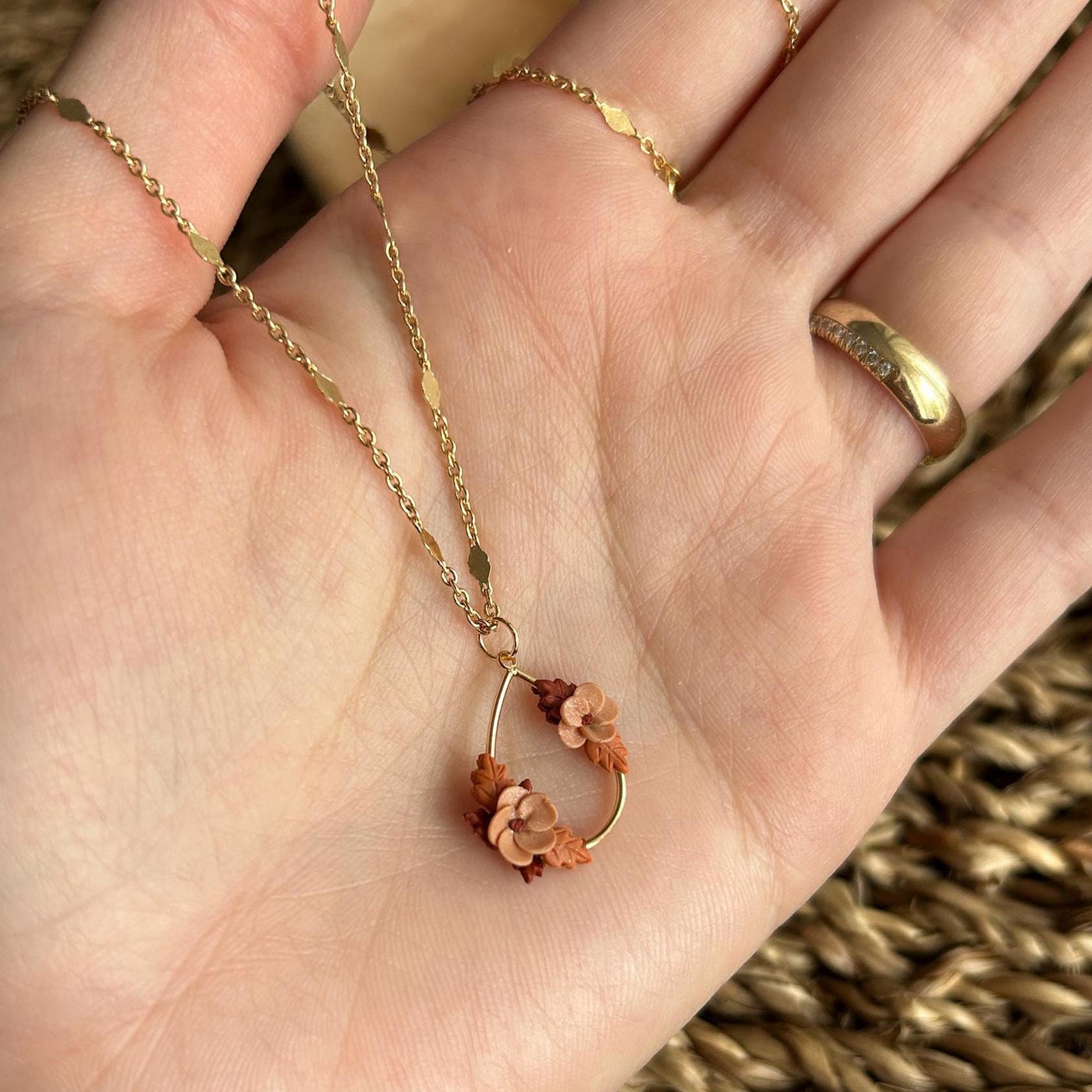 Floral Teardop Plated Necklace