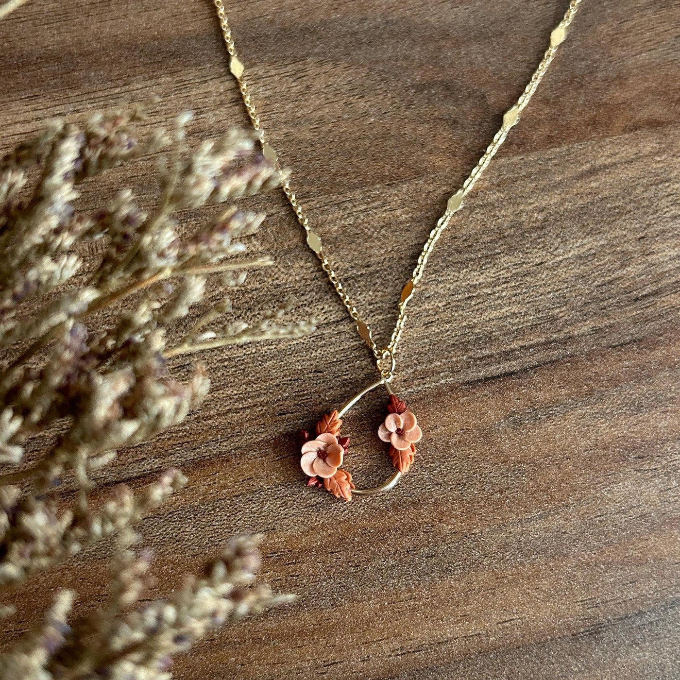 Floral Teardop Plated Necklace