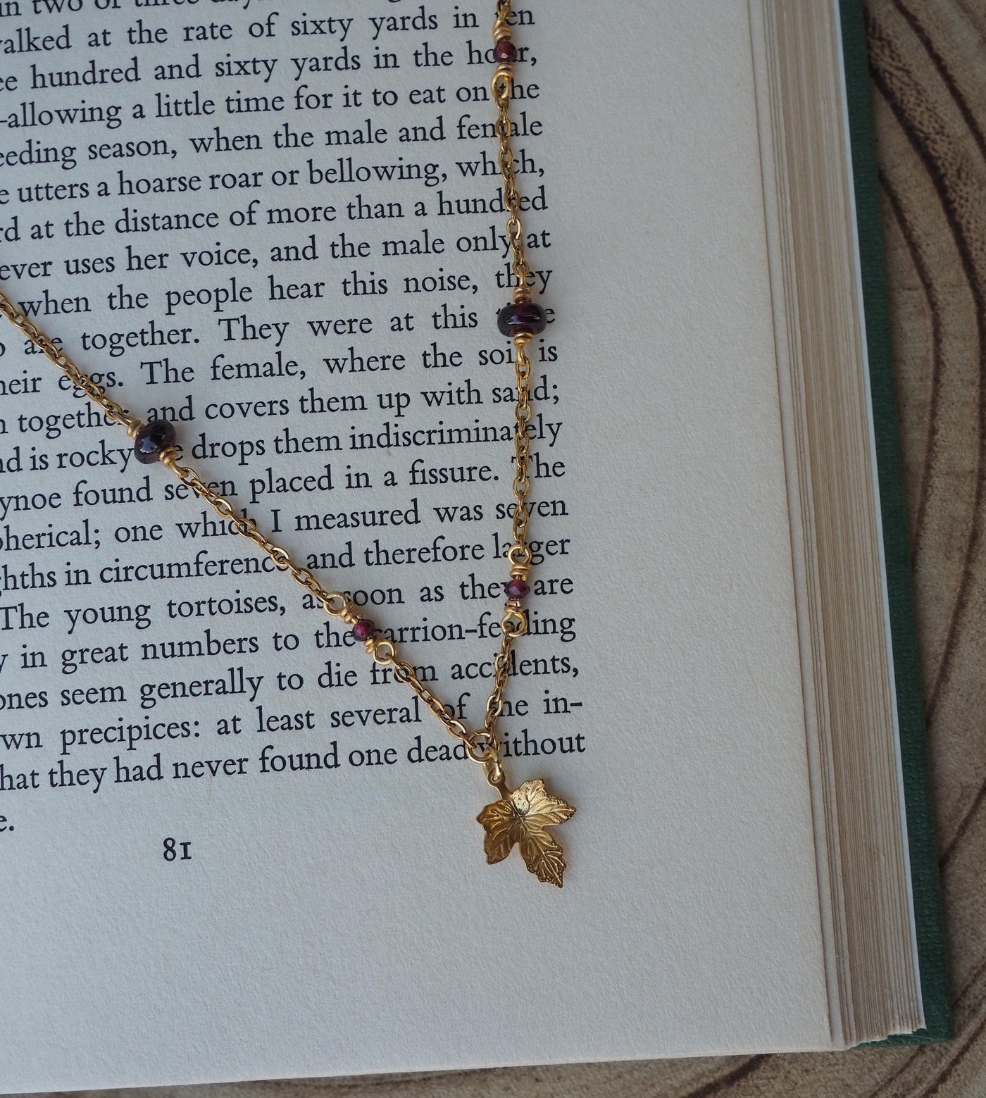 Maple Leaf Necklace Garnet Crystal Jewelry