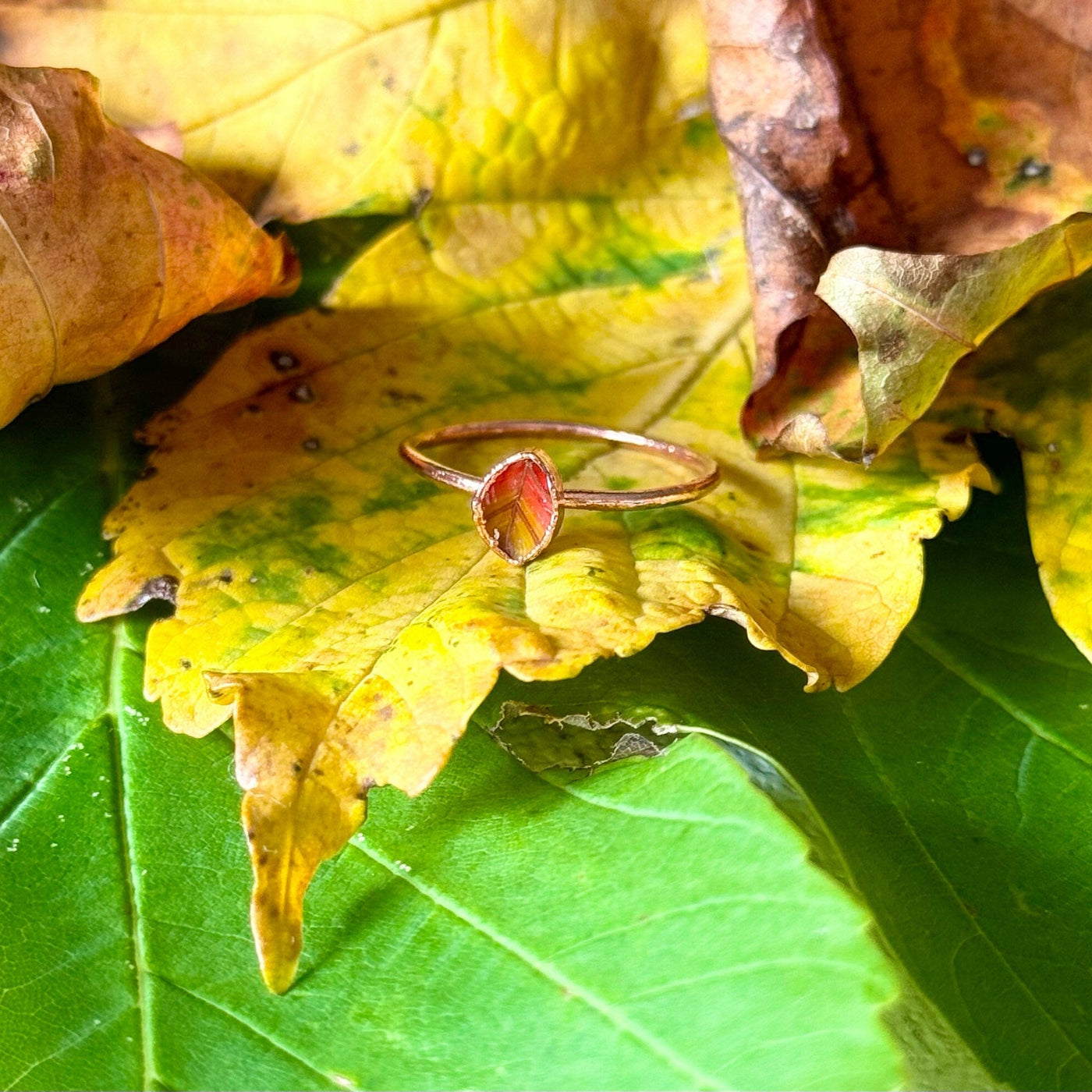 Dainty Autumn Leaf Ring