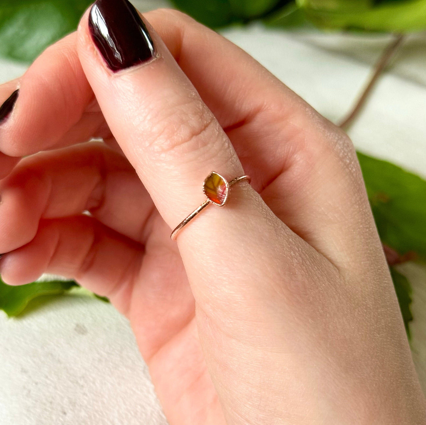 Dainty Autumn Leaf Ring