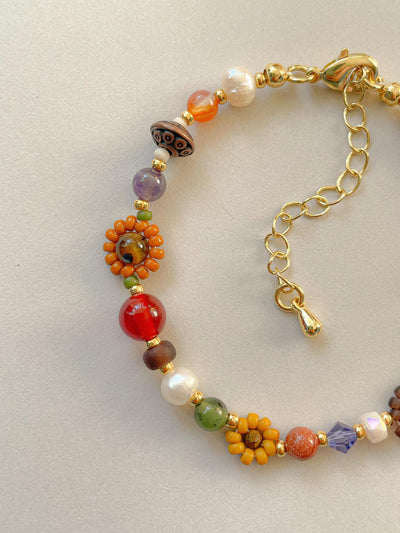 Clementine Fall Flower Beaded Bracelet