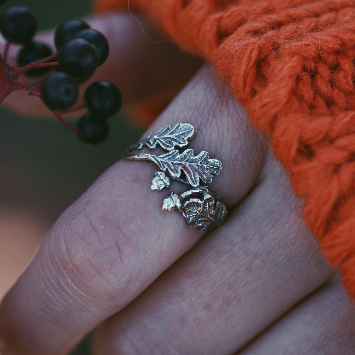 Maple Oak Leaf Sterling Silver Ring
