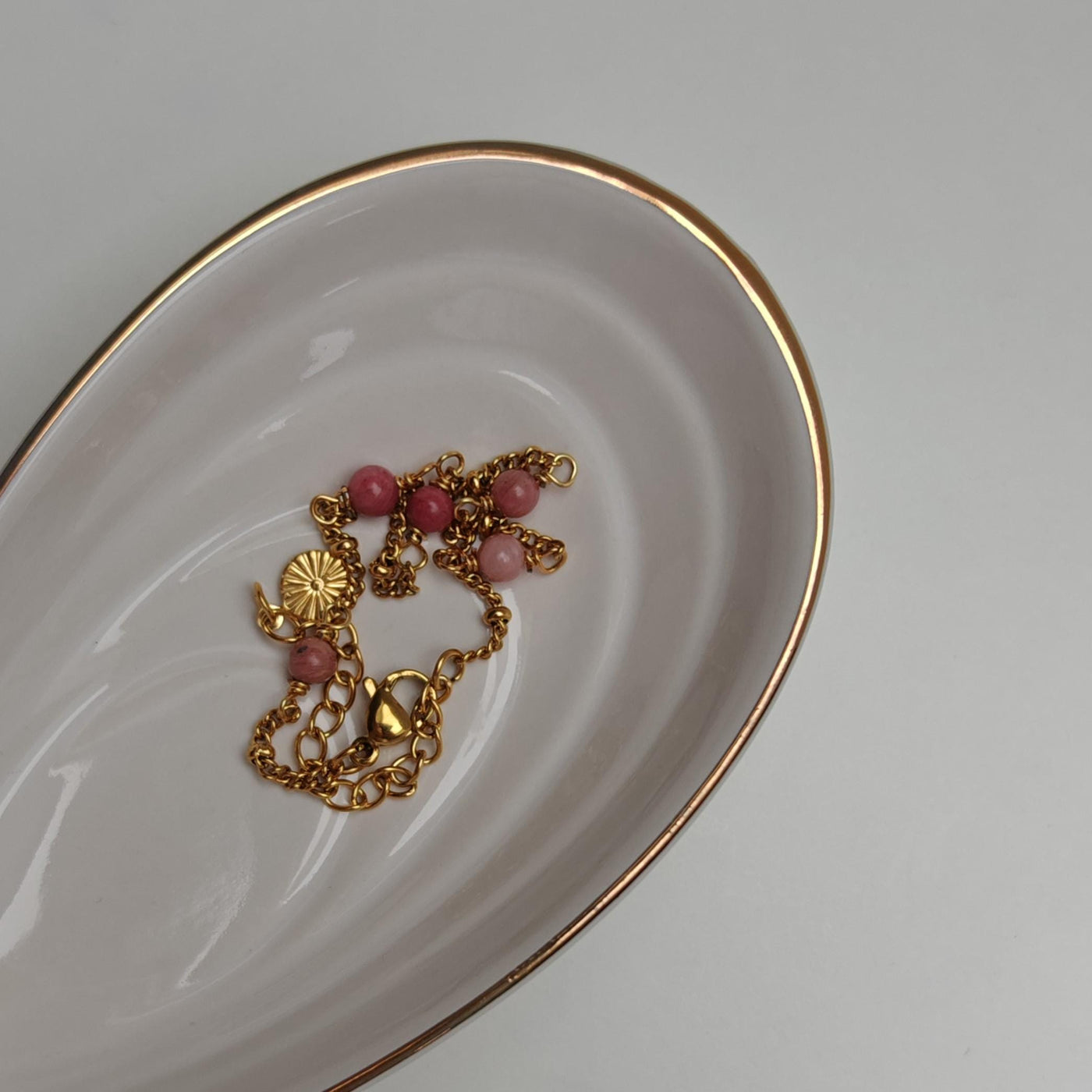 Rhodonite Pearl Gold Bracelet