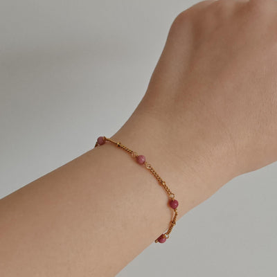 Rhodonite Pearl Gold Bracelet