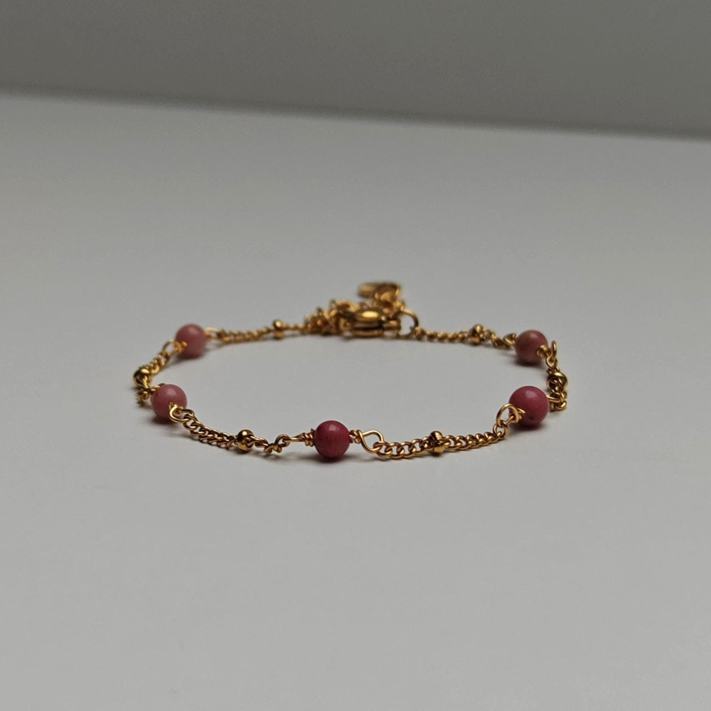 Rhodonite Pearl Gold Bracelet