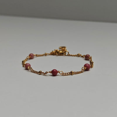 Rhodonite Pearl Gold Bracelet