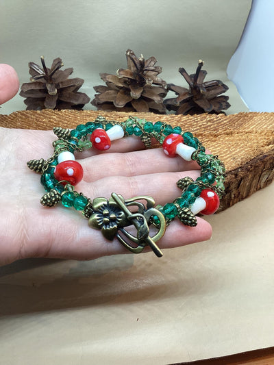 Bronze Mushroom Pinecone Bracelet