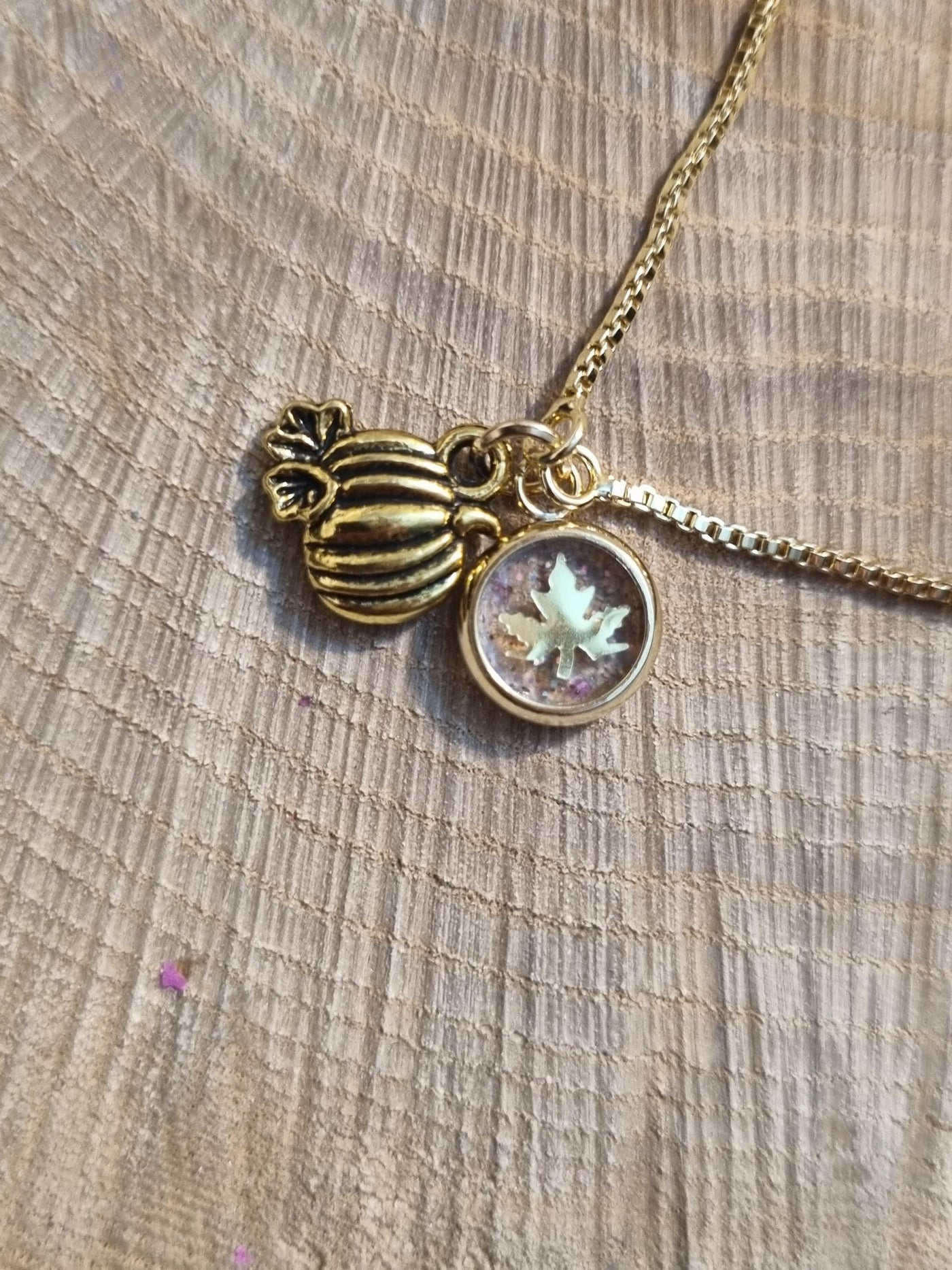 Sparkly Pumpkin Leaf Bracelet