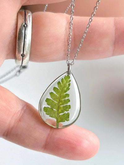 Handmade Fern Leaf Resin Necklace
