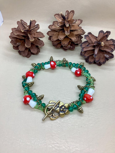 Bronze Mushroom Pinecone Bracelet