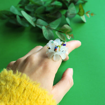 Big Flower Beaded Statement Ring