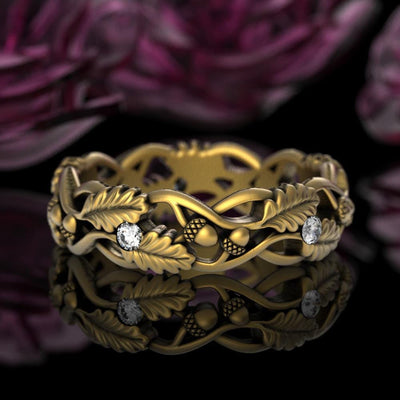 Womens Gold Nature Wedding Band