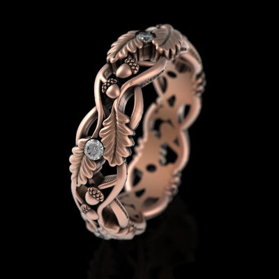 Womens Gold Nature Wedding Band