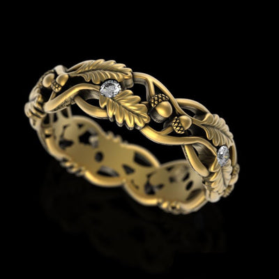 Womens Gold Nature Wedding Band