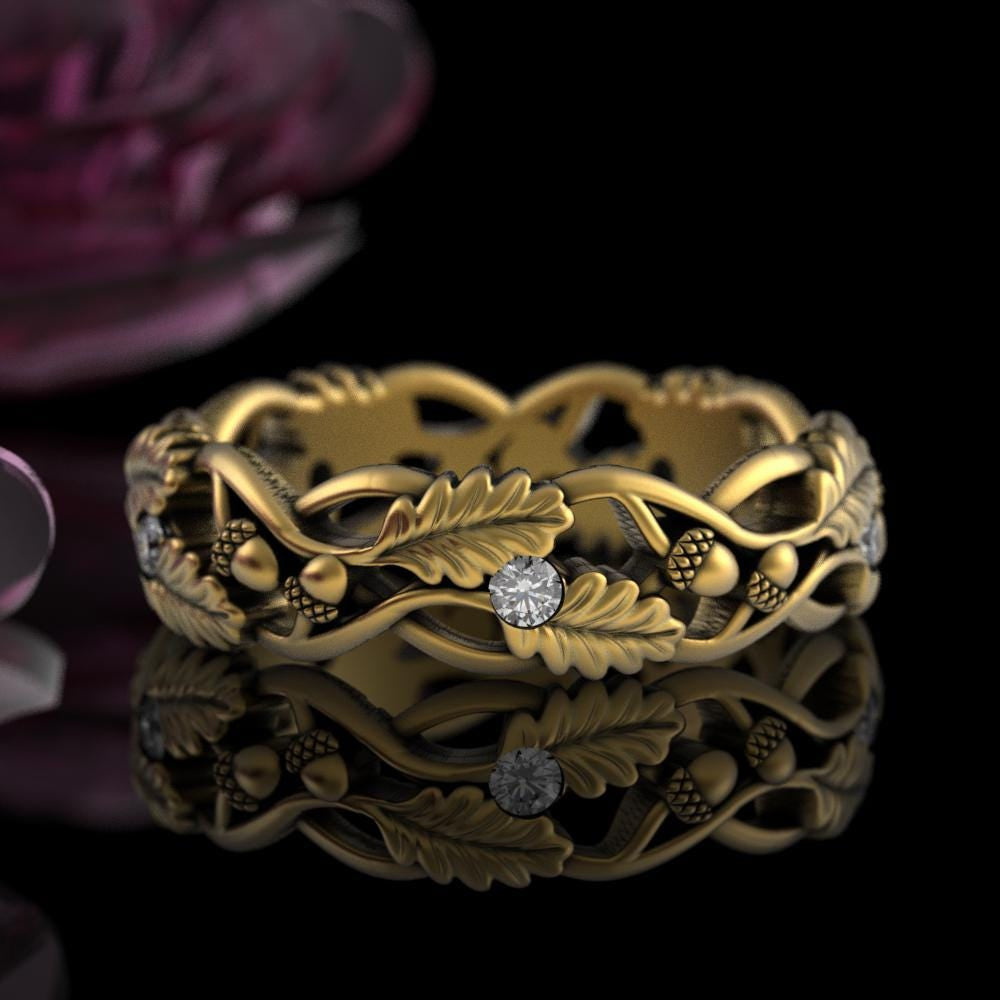 Womens Gold Nature Wedding Band