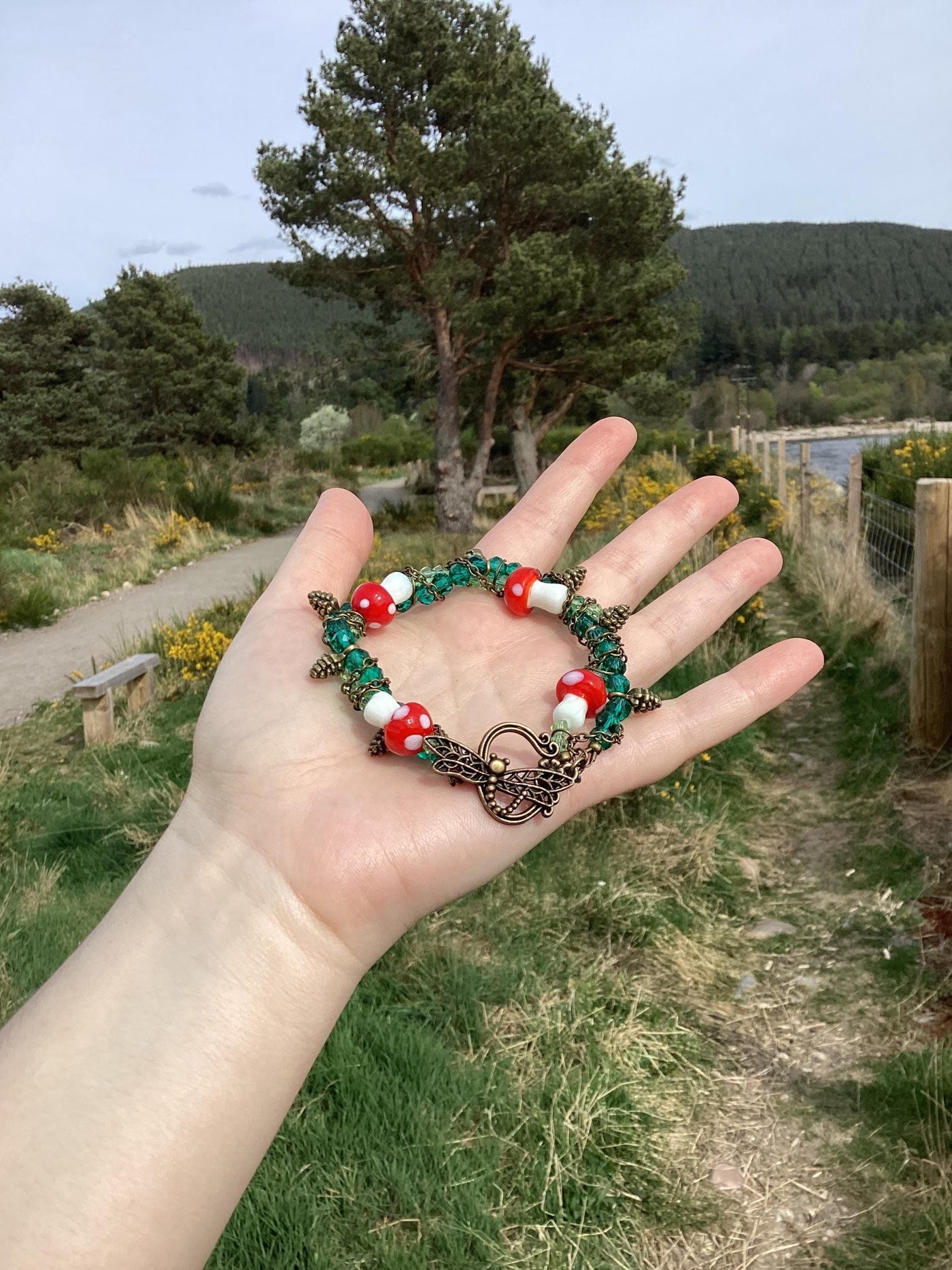Bronze Mushroom Pinecone Bracelet