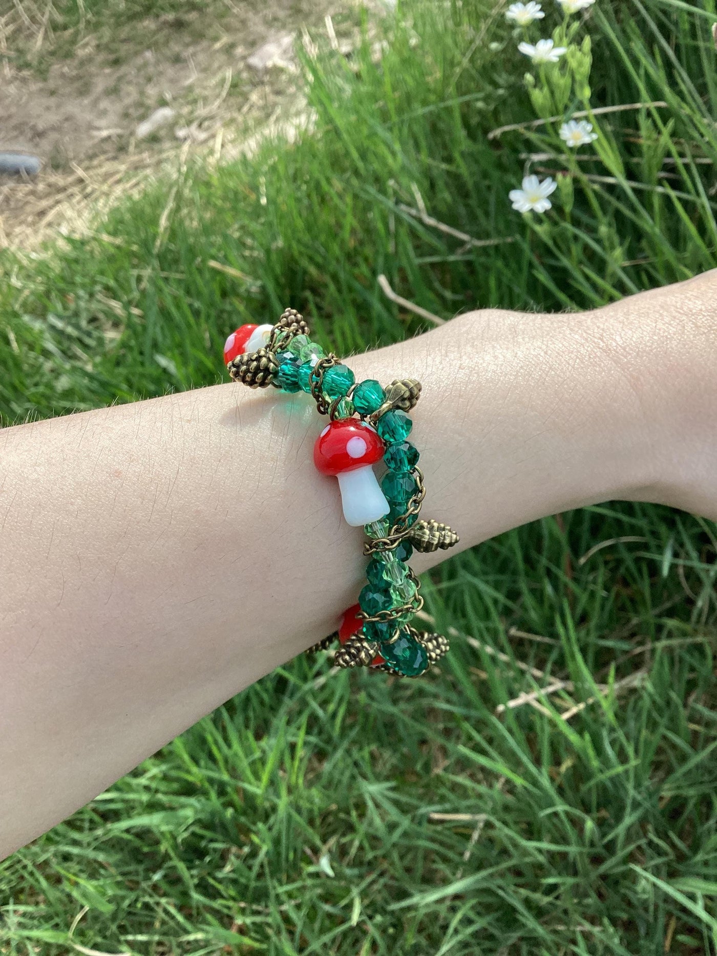 Bronze Mushroom Pinecone Bracelet