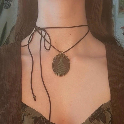 Real Preserved Fern Leaf Adjustable Necklace