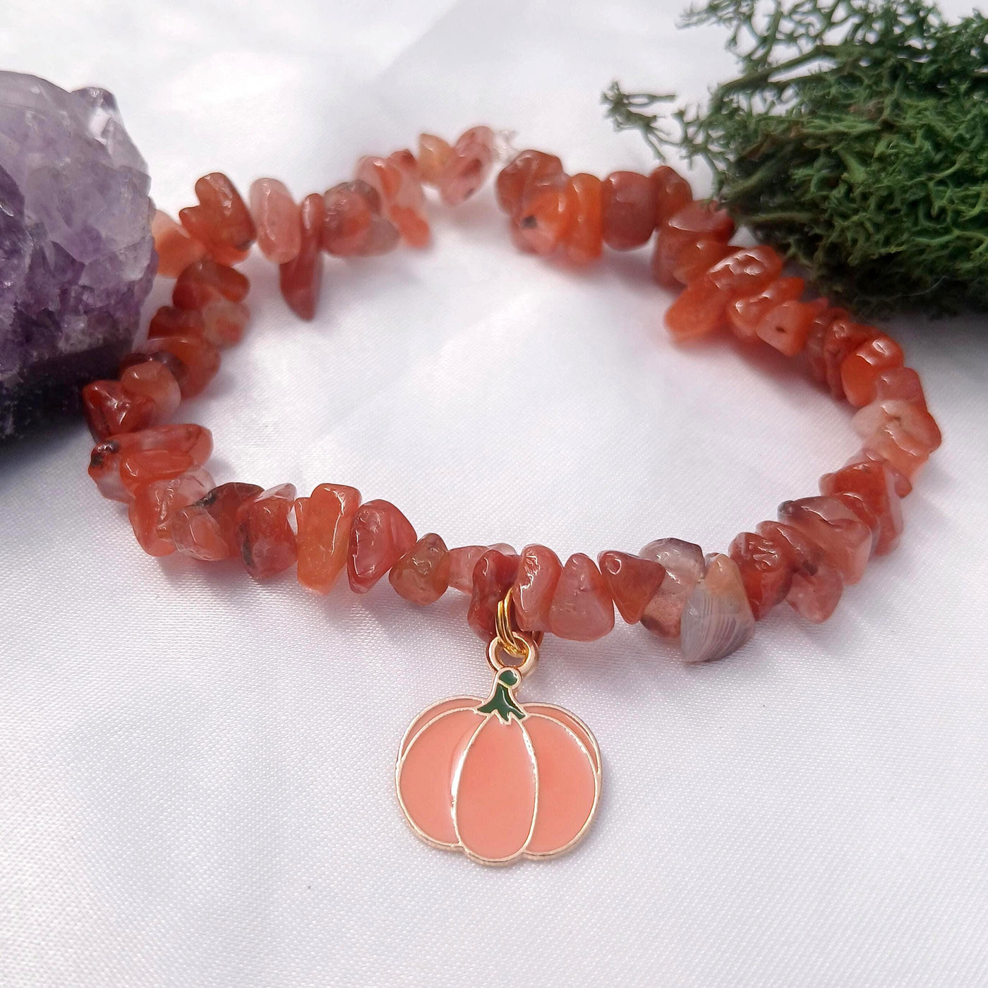 Samhain Pumpkin Carnelian Bracelet