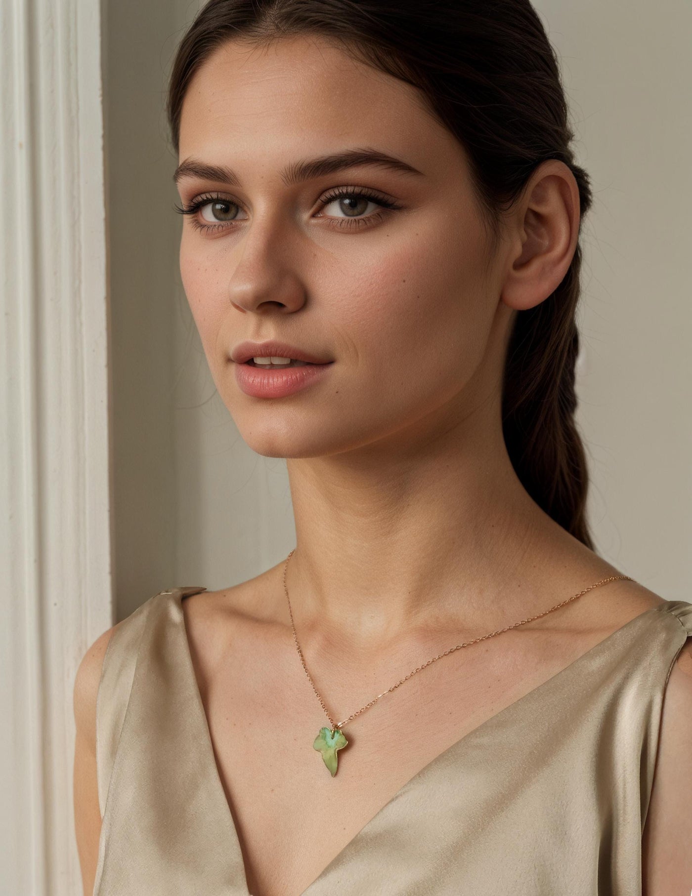 Hand Enamelled Ivy Leaf Necklace