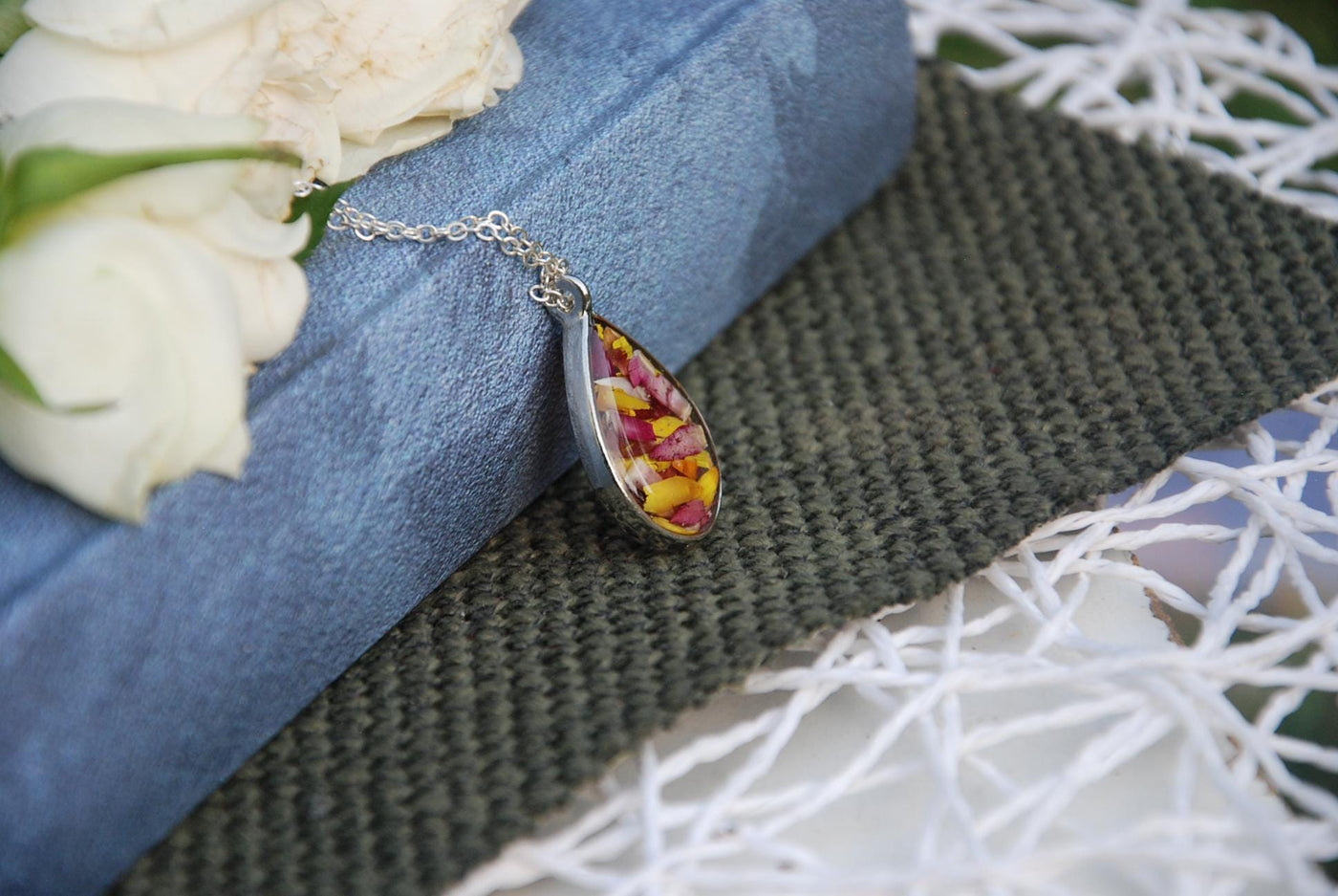 Autumn Necklace with Real Resin Petals